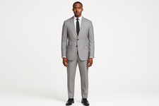 RENOIR Light Gray Wool Suit Men New 38R 56L Classic Regular Fit Business Formal