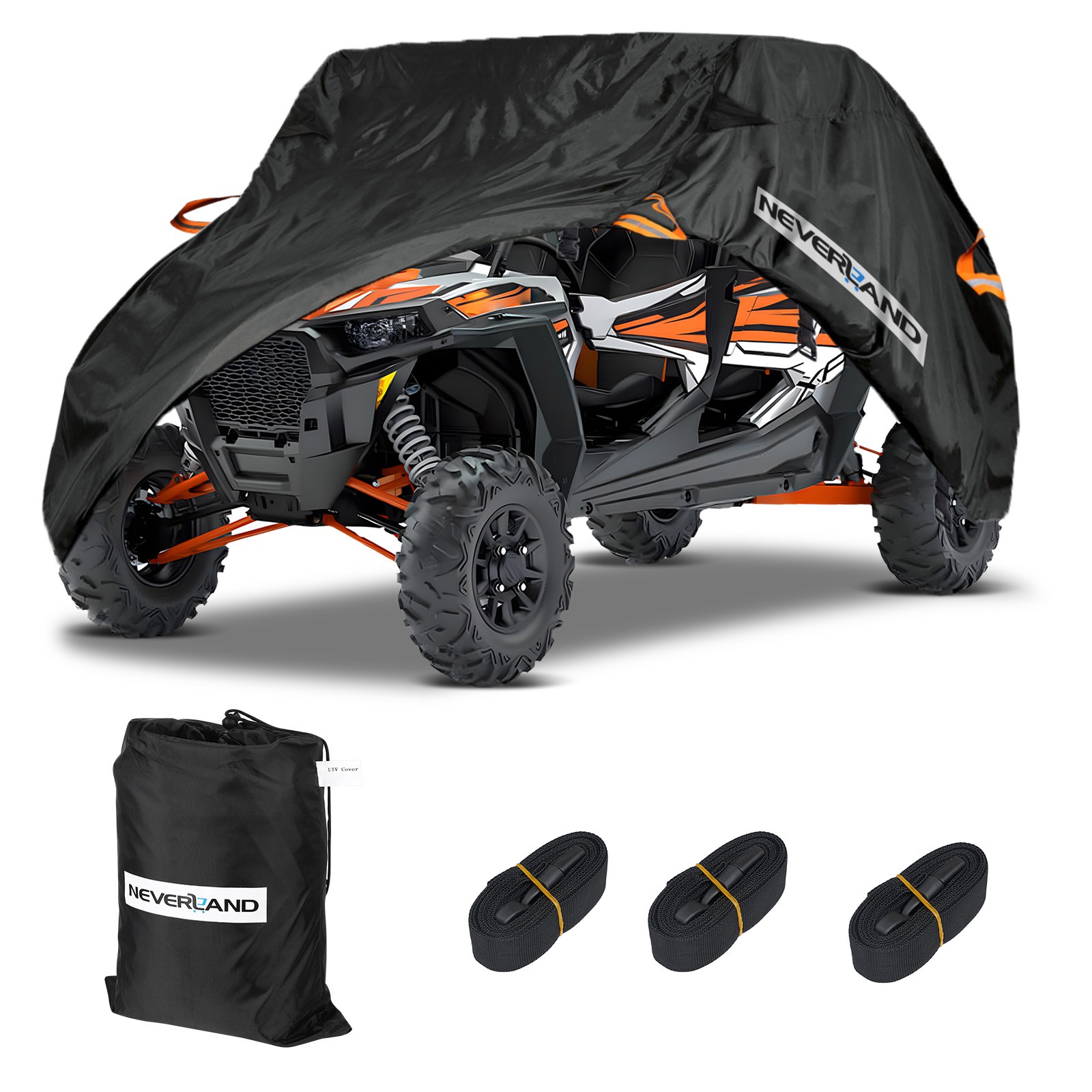 Side By Side Utility Vehicle Cover  4-6 Seater Waterproof Heavy Duty 300D Black