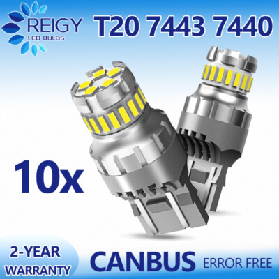 10pcs 7443 LED Bulbs Turn Signal Backup Reverse Light Lamp T20 7440 ...
