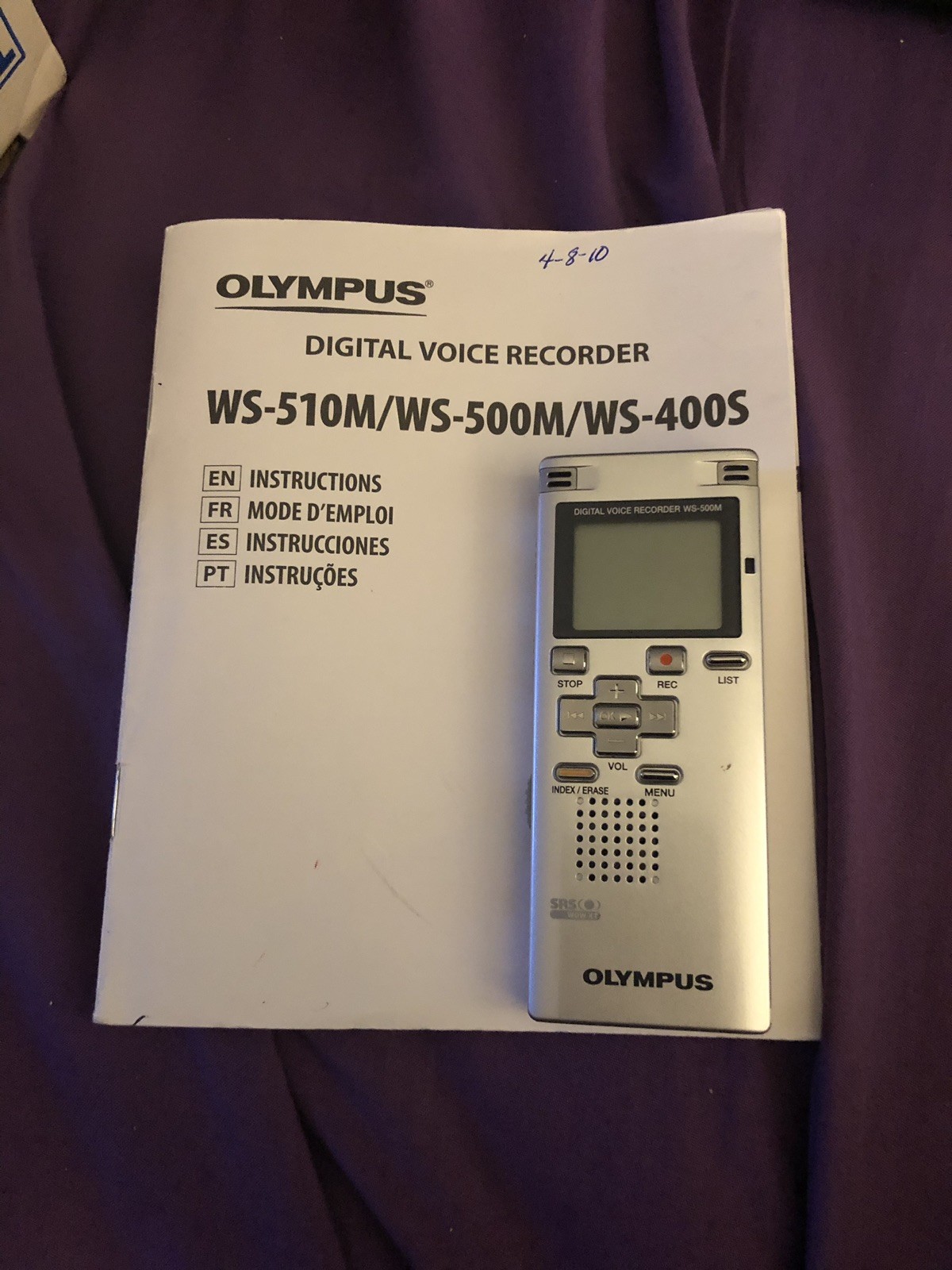 Olympus digital voice recorder ws 500m manual.