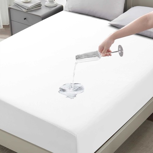 New Waterproof Fitted Bed Sheet Matress Protector Extra Deep 30 cm UK Sheets - Picture 7 of 61