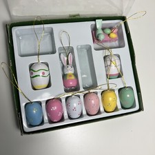 Vintage Banner Easter Egg Miniature Mini Ornaments Painted Egg Tree Pastel Bunny
