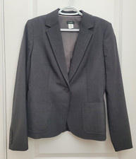 Vtg J Crew Blazer Women's Sz 10 Wool Blend Preppy Academia Dark Gray see photos