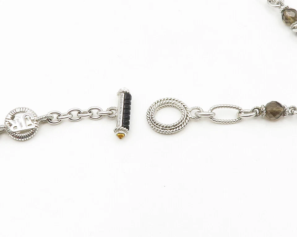Collar de cadena con cuentas de topacio ahumado vintage de plata 925 Judith Ripka NE3072 Foto 4 de 4