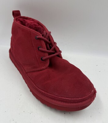 UGG Neumel Boots Men's Size 10 Red Suede Wool lining Lace-Up Chukka Boots  