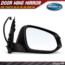 Electric Wing Mirror Drivers Side for Toyota Hilux MK VIII 2016-On Black Convex
