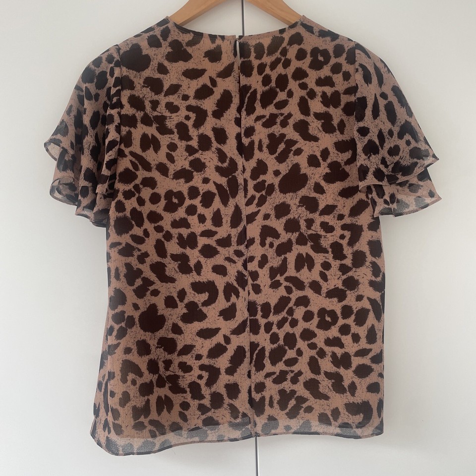 Whistles Size 10 Animal Print Blouse camel eBay