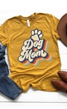 Vintage Dog Mom T-Shirt Mustard Color Comfort Colors for dog lovers Crew neck