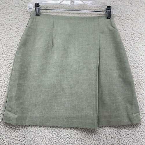 Mainframe Grey Green S Side Pleat A Line Short Skirt Work Business Preppy Y2K