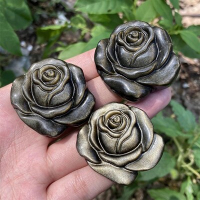 1pc Natural Gold Obsidian Rose