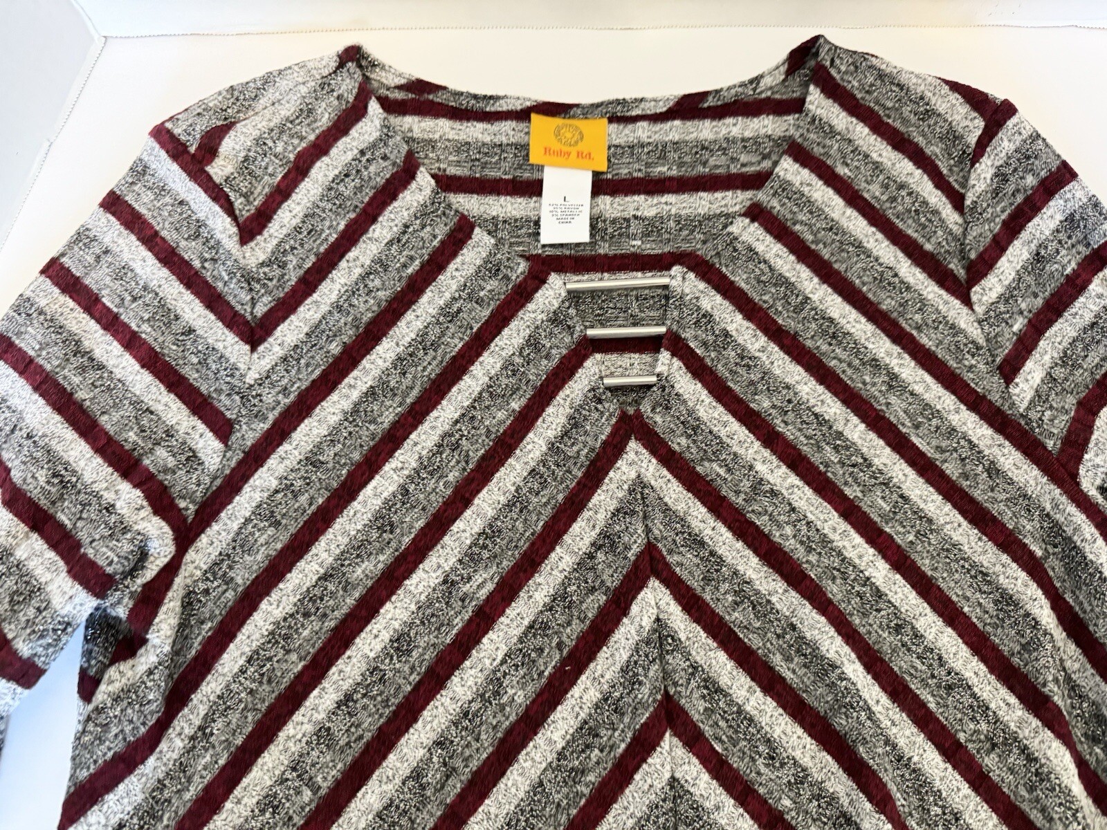 Ruby Rd Stripe Maroon Silver Metalic Thread Tunic… - image 21