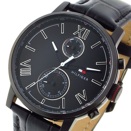 Brand New Tommy Hilfiger TH1791310 Black Chrono Dial Black Leather Men's Watch - Picture 3 of 8