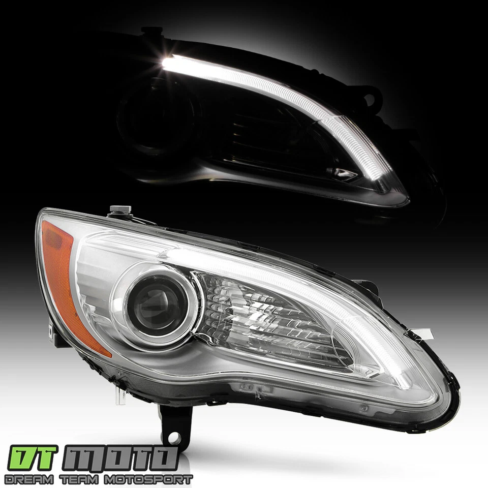 For 2011-2014 Chrysler 200 w/LED DRL Chrome Projector Headlight Passenger Right - Imagem 2 de 4