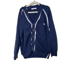 BURBERRY unisex kids navy blue white strap Sedrick cardigan sz 10