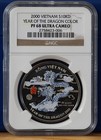 Rare 2000 Vietnam $10K Dong Color Dragon Proof Coin NGC PF68