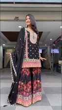 Designer New Faux Georgette Kurta And Palazzo With Dupatta For Festival Wear