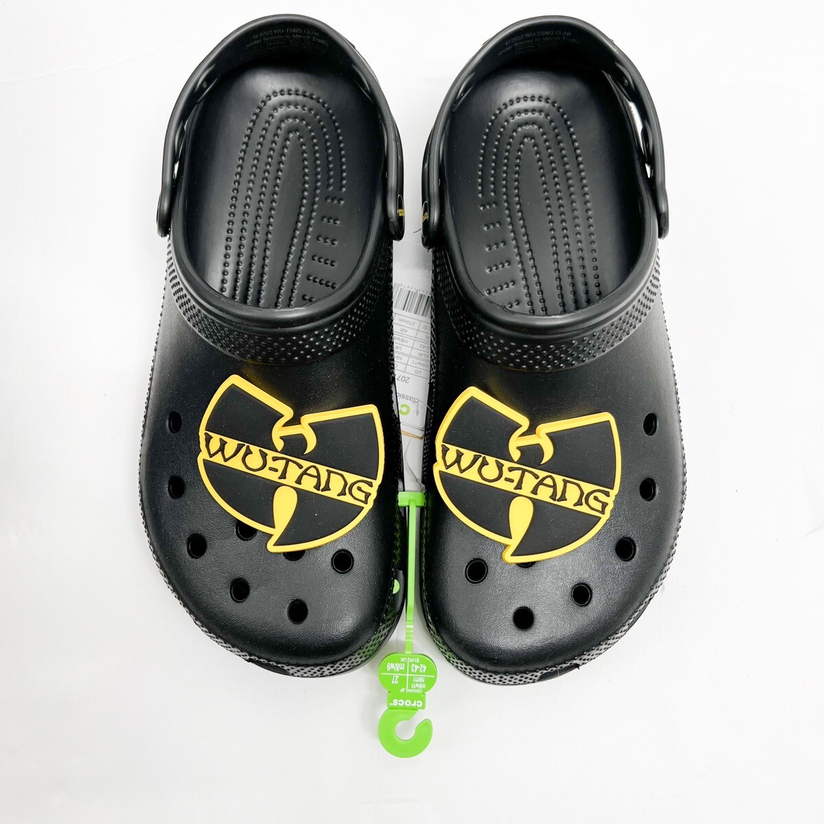 Wu Tang Crocs Mens 9 Black Yellow Classic Clogs Sandals Jibbitz New | eBay