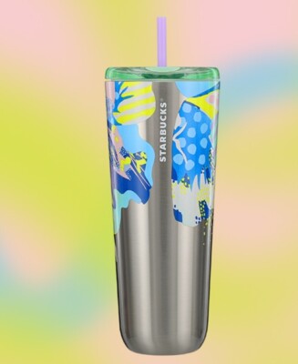 NEW Starbucks Stainless Steel New Lid Canna Lily Butterfly Hot & Cold Cup, 24oz