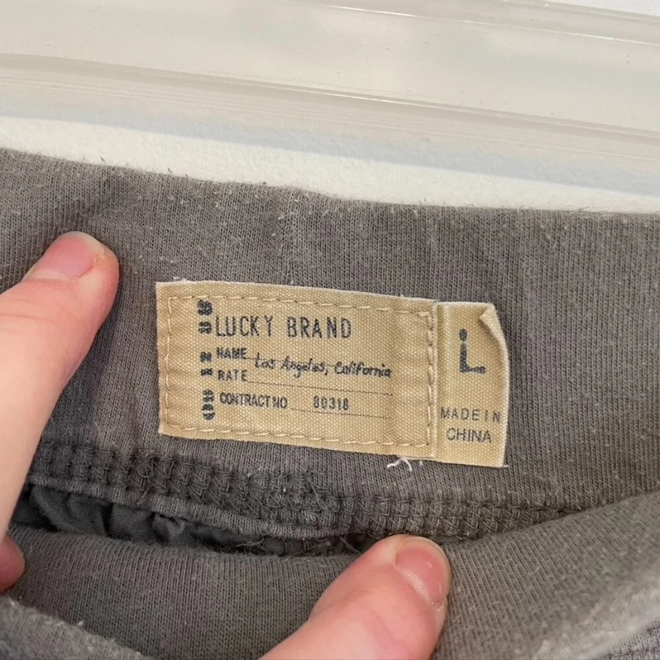 Bermuda cargo LUCKY BRAND masculina cinza com cordão algodão costura interna 9" grande G - Imagem 4 de 4