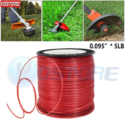 5lb .095 Round Red Round Commercial String Trimmer Line Spool fits Husqvarna