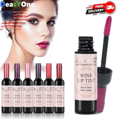 6Pcs Lip Gloss Set Wine Lipstick Matte Long Lasting Waterproof Lip Tint 6 Colors