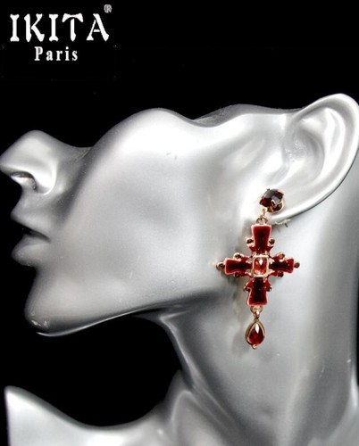 Ohrringe Kreuz Ohrringe Ikita ® Paris 60 mm Anhänger Ohrstecker Emaille Barock