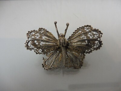 Beautiful Old Butterfly Clasp Brooch 800 Silver