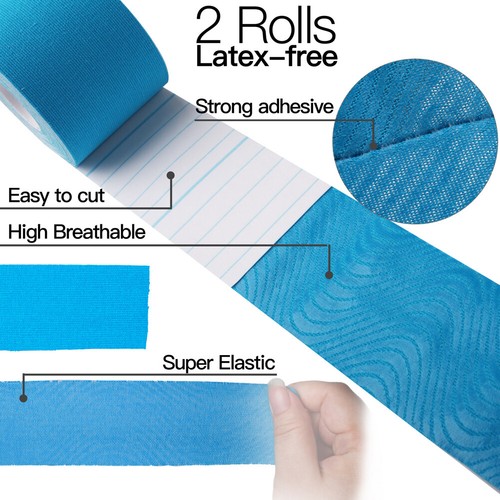 Kinesiology Tape Sport Athletic Muscle Support Elastic Physio Therapeutic Blue - Picture 2 of 7