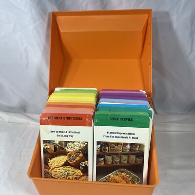 Betty Crocker STEP BY STEP Recipe Index Cards Orange Box Vintage 1975
