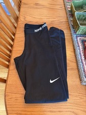 Nike Pro Pants Womens Large Black Leggings Dri-Fit Pant Running Active Medium