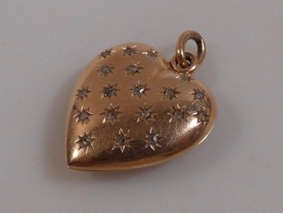 lg3/2 feines Jugendstil Herzmedaillon 585er Gold Diamantrosen 1913