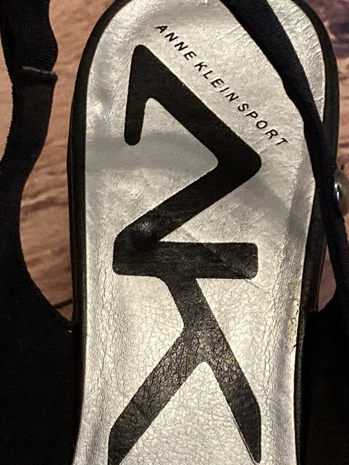 Zapatos Anne Klein Sport Talla 10M Cuero Negro Negocios Informales Tacones con Cordones Foto 4 de 4