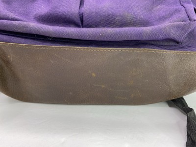 Vintage 90s Eastpak Suede Leather Bottom Purple Backpack Aztec