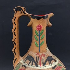 VECCHIO VASO GRANDE BROCCA IN CERAMICA SARDA CON PAVONCELLI piras lai loddo mola