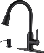 Vintage Black Kitchen Faucet with Soap Dispenser  Pull Down Sprayer