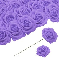25 StüCk Schaumrosen, KüNstliche Blumen, KüNstliche Rosen Mit Stielen, Violett