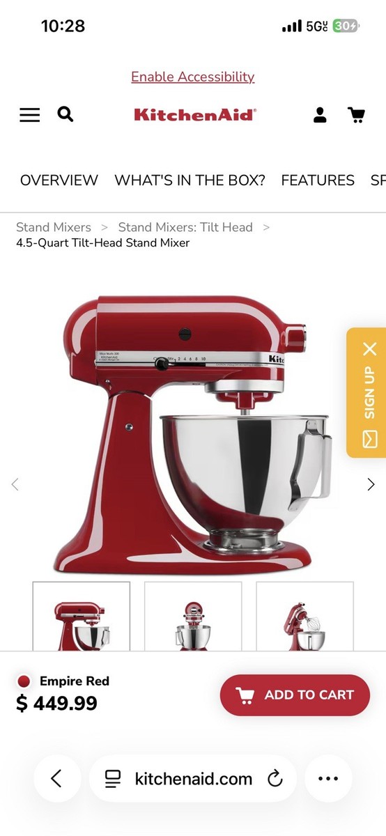 KitchenAid KSM95 Ultra Power 300W Stand Mixer - RED for sale