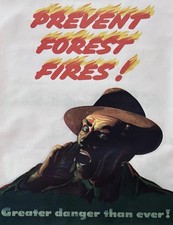 Vintage 1944 US Forest Service Fire Prevention Campaign Poster Indiana State