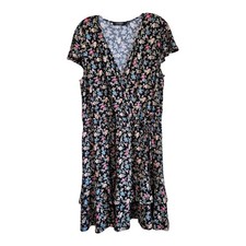 LAUREN RALPH LAUREN Women's 14 Dress Multicolor Floral Smocked Elastic Waist