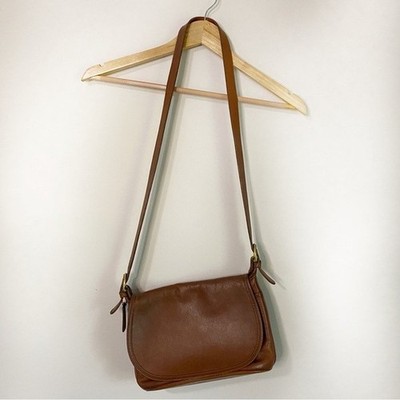Coach Vintage 90s Brown 100% Leather Fold Over Crossbody Bag