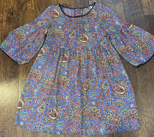 UNCLE FRANK dress-size Medium, babydoll with 3/4 sleeves floral-bright colors