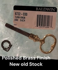 Baldwin Hardware 6722-030 MORTISE Lock Turn Piece Polished Brass Finish NOS