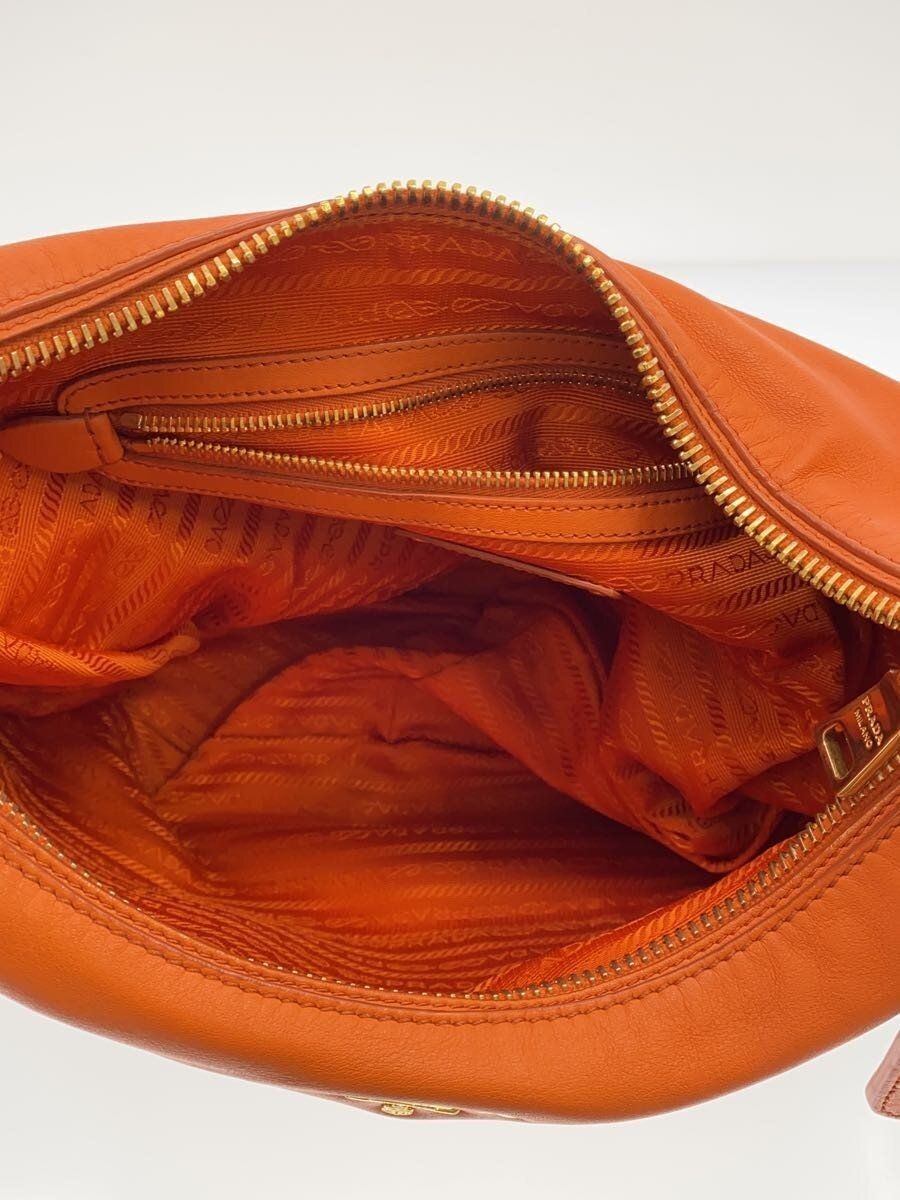 PRADA shoulder bag leather Orange plain Used thumbnail 6