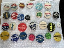 Vintage 1960s and 70  s Political Pinback Buttons Pins Lot Of 26 Most NYC