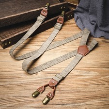 Men's Trouser Braces 4 Metal Clips Adjustable Suspenders Formal Wear Elasticated