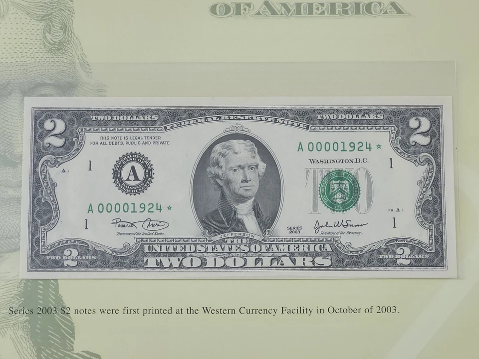 2003 $2 PREMIUM FEDERAL RESERVE SET # 1924 12 District Star Note SET UNC/GEM - Image 3 of 4