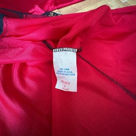 Vintage Red Black Nylon Lace Trim Lingerie Robe Made in USA Kimono Style