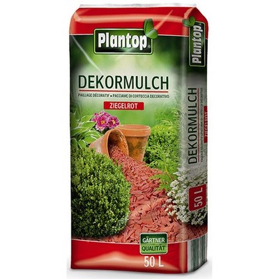 Plantop Dekor Mulch Rindenmulch Dekomulch Abdeckung ziegelrot 10/40mm 50L