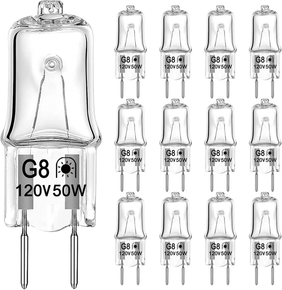GAORMII JCD G8 Halogen Light Bulb 50W 120V T4 Bi-Pin Base Dimmable - Warm White 2700K...