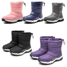 Youth Kids Girls Boys Snow Boots Faux Fur Lined Waterproof Winter Warm Ski Boots